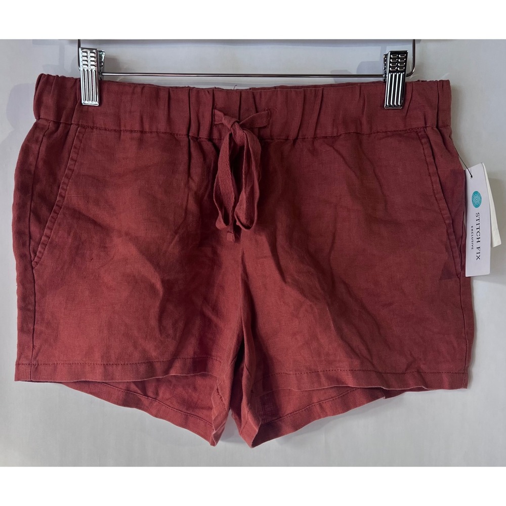Kut from the Kloth Clay Linen‎ Blend Shorts Womens Sz 2 Elastic Waist Drawstring